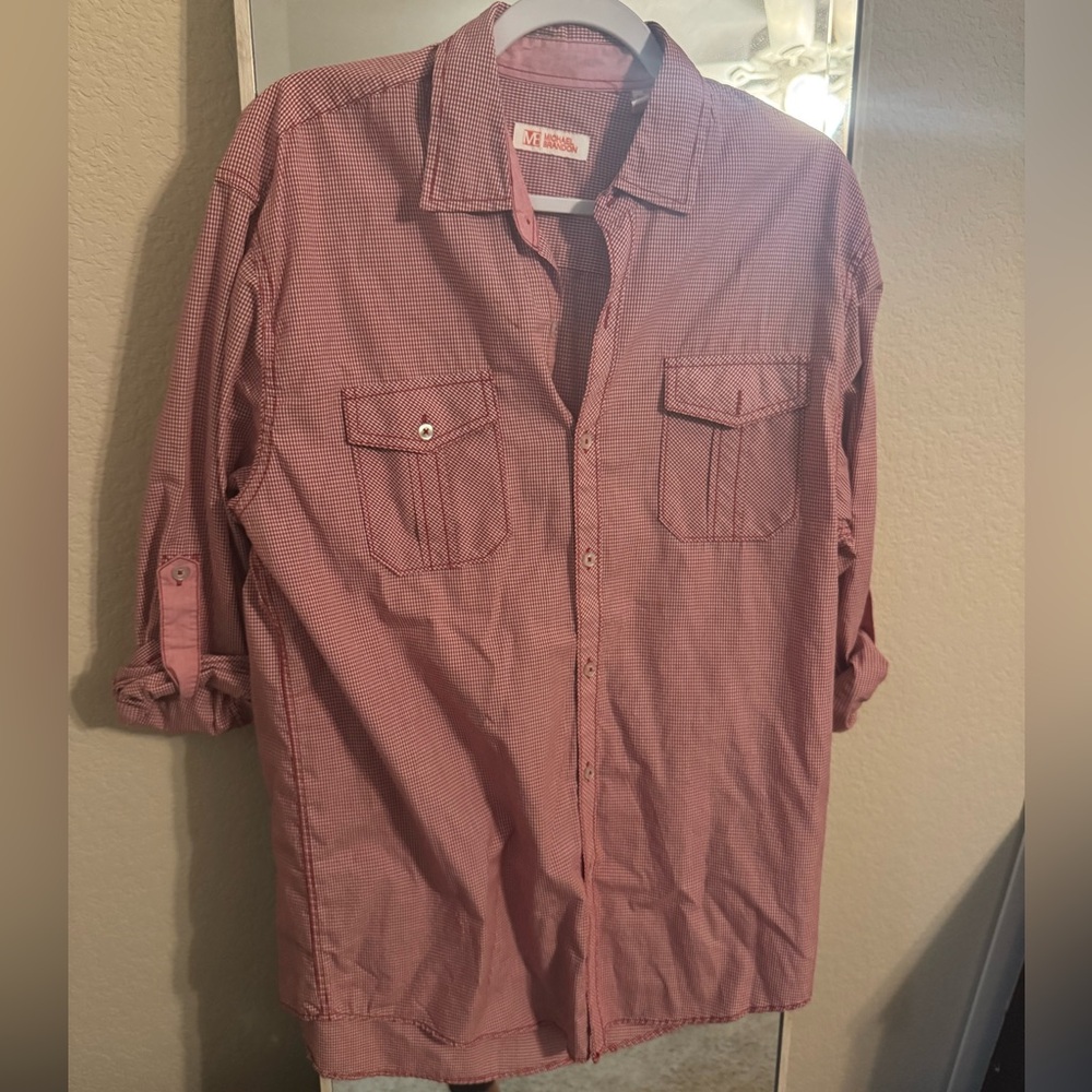 Men’s red checkered button up